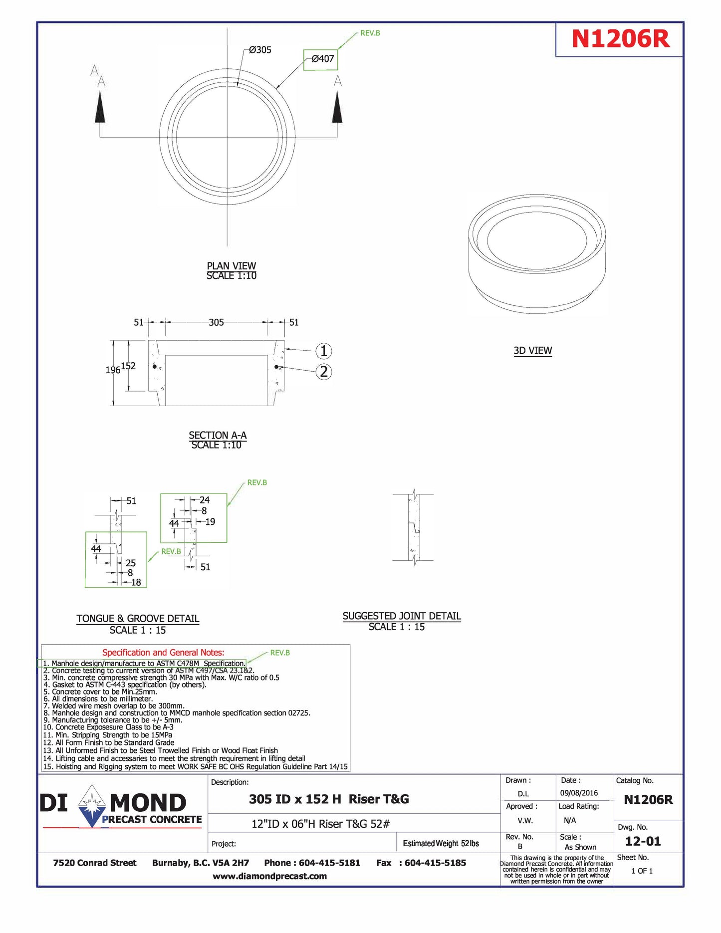 12"d x 6"h Riser