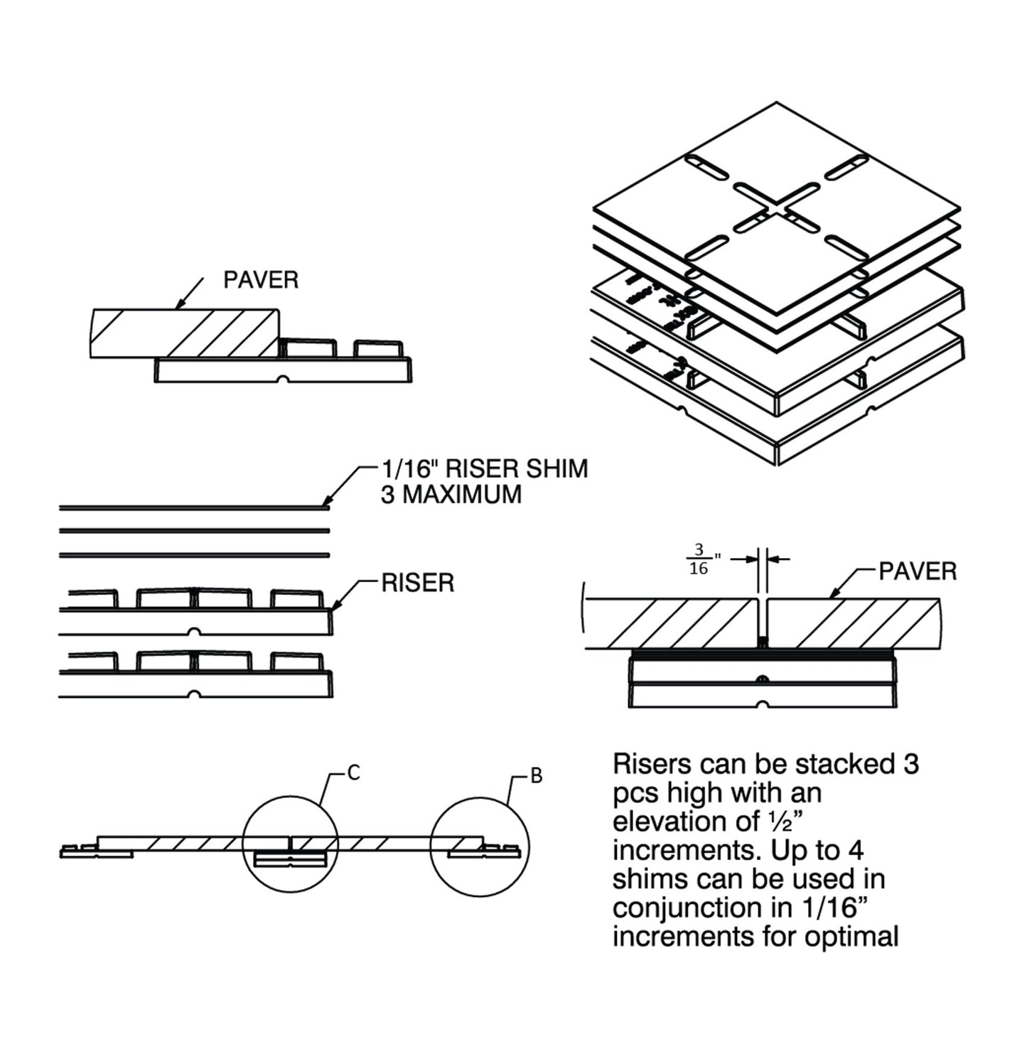 6"X6"X1/2" CROSSRISE