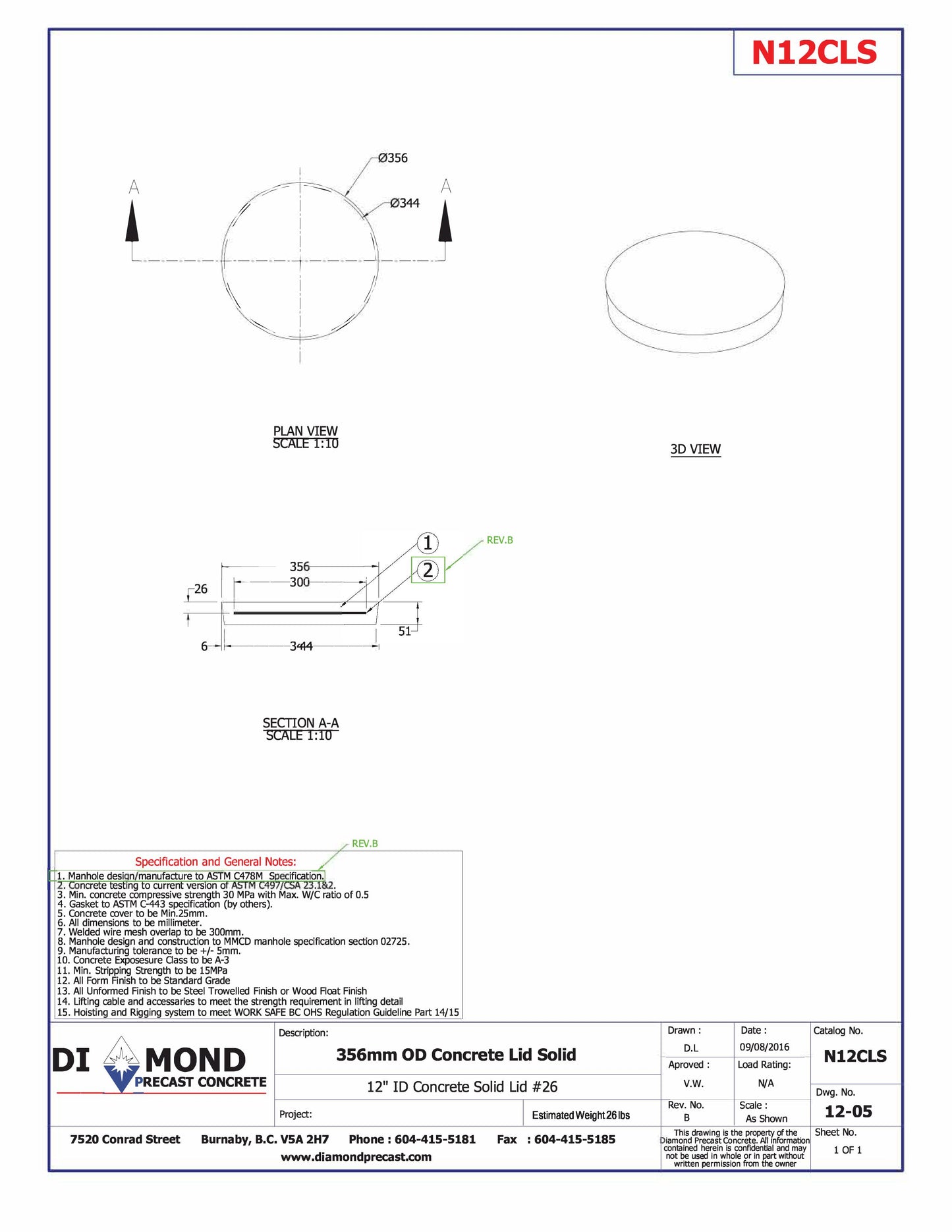 12"d Concrete Lid