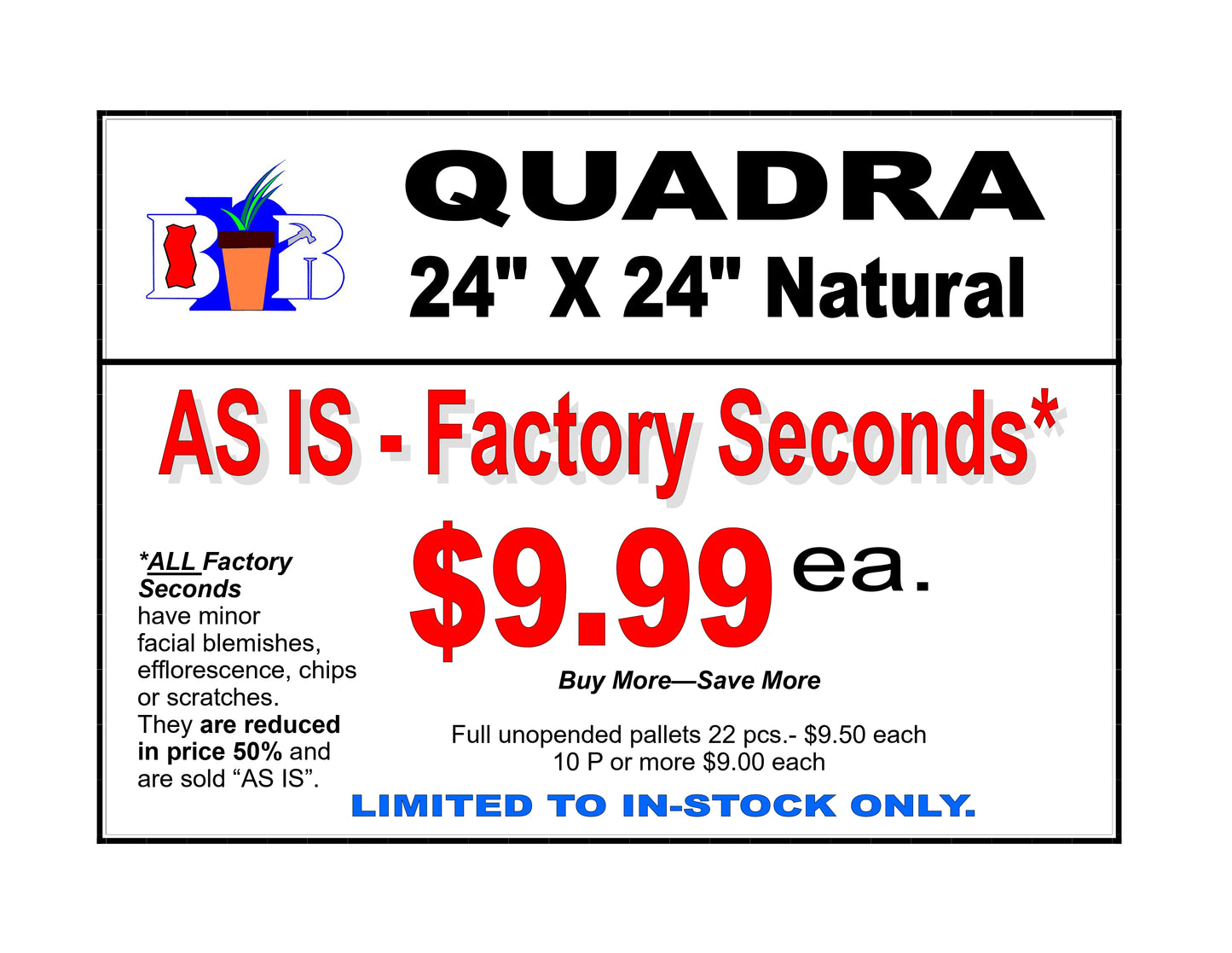 24X24" Quadra Natural 2nds